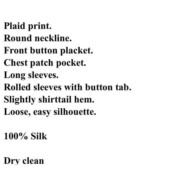 Joie Blue Multi Color Plaid Silk Shirt Medium Button Up Roll Tab Sleeves - Picture 15 of 15